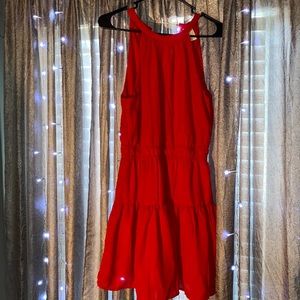 Bright red tank top baby doll dress